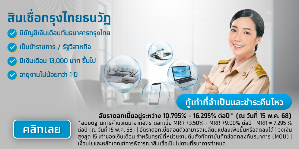 ช่องทางติดต่อการสมัคร สินเชื่อส่วนบุคคลกรุงไทยธนวัฏ